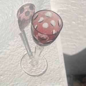 Cranberry cut to clear crystal cordial stemware